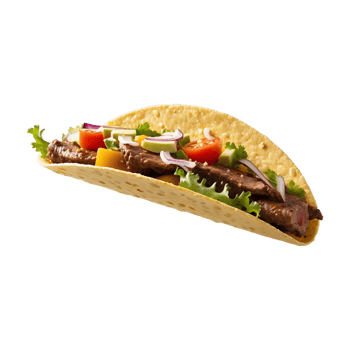 Taco Perfection Delicious Beef Taco with Vegetables Isolated on Transparent Background Mexican, food, cuisine, meal, spicy, ingredients, traditional, tasty, lunch, dinner png