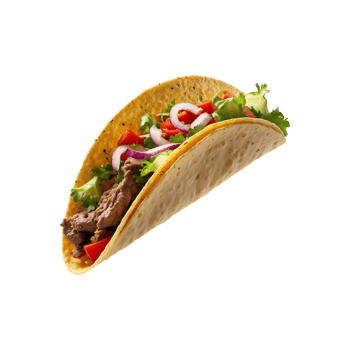 Authentic Taste Delicious Beef Taco with Vegetables Isolated on Transparent Background Mexican, food, cuisine, meal, spicy, ingredients, traditional, tasty, lunch, dinner png