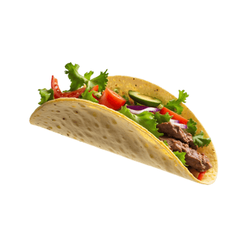 Authentic Taste Delicious Beef Taco with Vegetables Isolated on Transparent Background Mexican, food, cuisine, meal, spicy, ingredients, traditional, tasty, lunch, dinner png