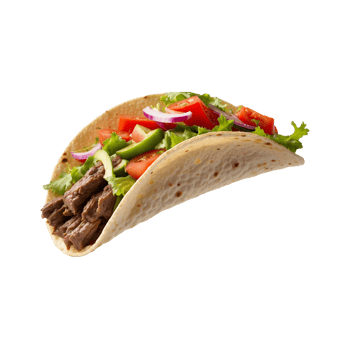 Taco Temptation Delicious Beef Taco with Vegetables Isolated on Transparent Background Mexican, food, cuisine, meal, spicy, ingredients, traditional, tasty, lunch, dinner png