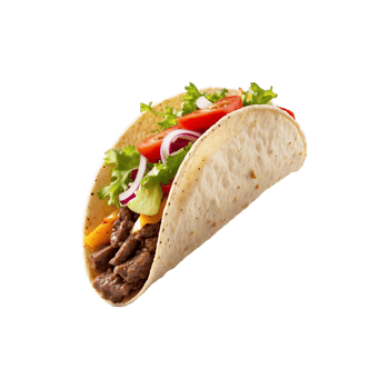 Taco Temptation Delicious Beef Taco with Vegetables Isolated on Transparent Background Mexican, food, cuisine, meal, spicy, ingredients, traditional, tasty, lunch, dinner png