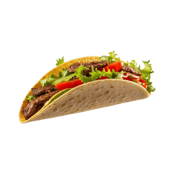 Taco Temptation Delicious Beef Taco with Vegetables Isolated on Transparent Background Mexican, food, cuisine, meal, spicy, ingredients, traditional, tasty, lunch, dinner png