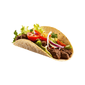 Spicy Sensation Delicious Beef Taco with Vegetables Isolated on Transparent Background Mexican, food, cuisine, meal, spicy, ingredients, traditional, tasty, lunch, dinner png