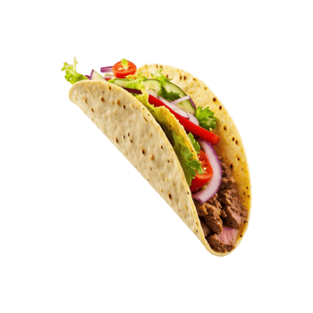 Mexican Delight Delicious Beef Taco with Vegetables Isolated on Transparent Background Mexican, food, cuisine, meal, spicy, ingredients, traditional, tasty, lunch, dinner png