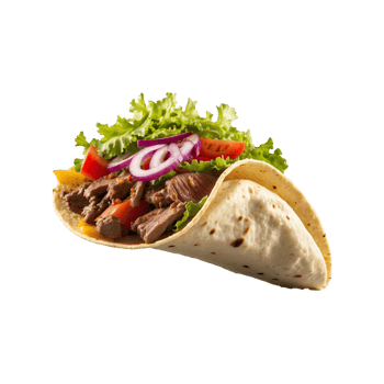 Flavor Fiesta Delicious Beef Taco with Vegetables Isolated on Transparent Background Mexican, food, cuisine, meal, spicy, ingredients, traditional, tasty, lunch, dinner png