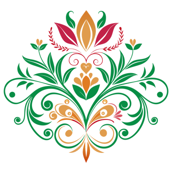 A symmetrical design featuring green and gold intricate floral patterns png