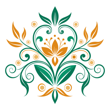 A symmetrical design featuring green and gold intricate floral patterns png