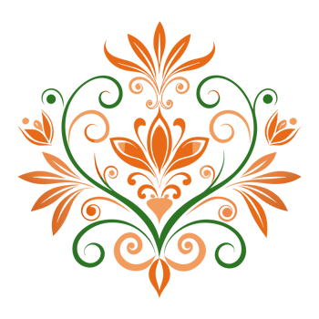 A symmetrical design featuring green and gold intricate floral patterns png