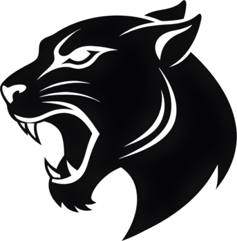 Black jaguar stencil art, sleek, powerful feline silhouette. AI-generated. png