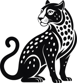 Black jaguar stencil art, sleek, powerful feline silhouette. AI-generated. png