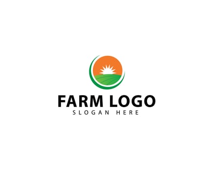 Illustration Farm Land Agriculture Flat style Logo Design vector