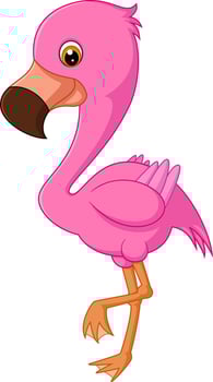 Cartoon Flamingo Standing on One Leg vector