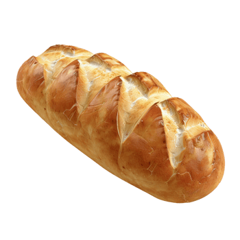 Freshly baked golden brown loaf of bread with a crispy crust png