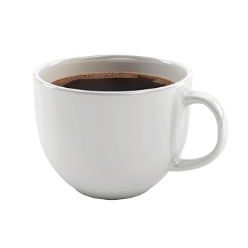 Close-up view of a full white coffee cup png