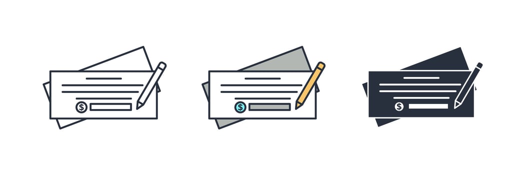 Cheque Icon theme symbol illustration isolated on white background vector