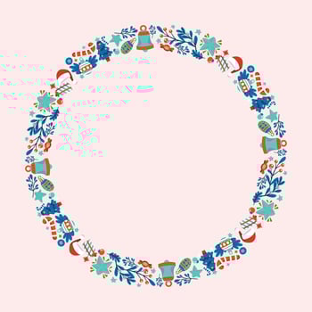 Frame template for christmas season celebration, christmas wreath concept vector