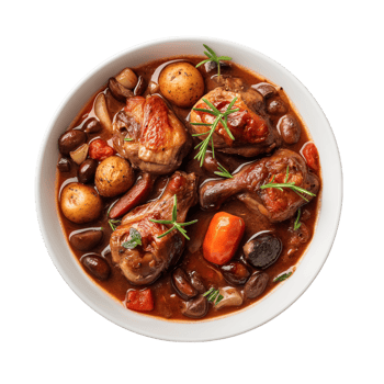 Coq Au vin isolated on transparent background png
