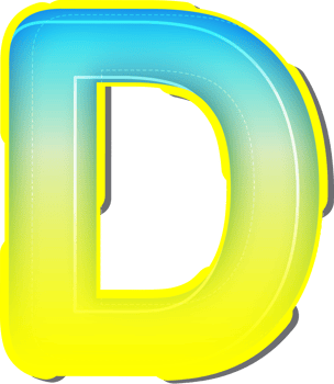 Letter D, 3D Blue Yellow Futuristic Alphabet png
