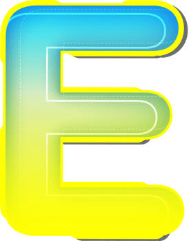 Letter E, 3D Blue Yellow Futuristic Alphabet png