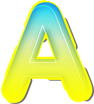Letter A, 3D Blue Yellow Futuristic Alphabet png