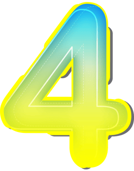 Number 4, 3D Blue Yellow Futuristic Alphabet png