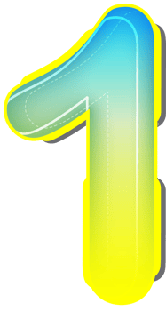 Number 1, 3D Blue Yellow Futuristic Alphabet png