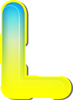 Letter L, 3D Blue Yellow Futuristic Alphabet png