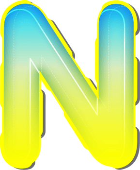 Letter N, 3D Blue Yellow Futuristic Alphabet png