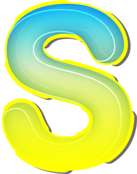 Letter S, 3D Blue Yellow Futuristic Alphabet png