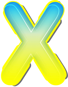 Letter X, 3D Blue Yellow Futuristic Alphabet png