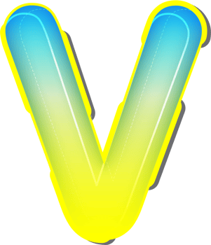 Letter V, 3D Blue Yellow Futuristic Alphabet png