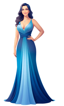 Elegant Woman in Blue Evening Gown png