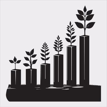 growth tree silhouette on white background vector