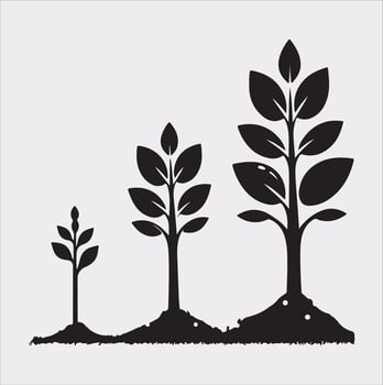 growth tree silhouette on white background vector