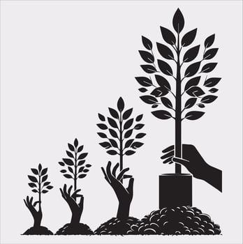 growth tree silhouette on white background vector
