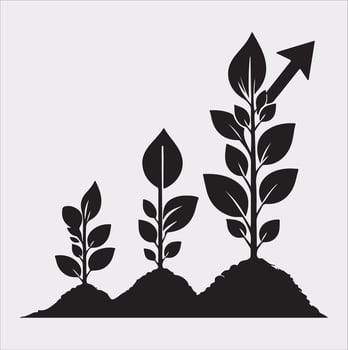 growth tree silhouette on white background vector