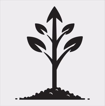growth tree silhouette on white background vector