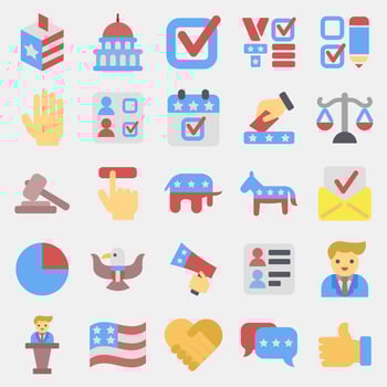 Icon set of usa election. USA general election elements. Icons in flat style. Good for prints, posters, infographics, etc. vector