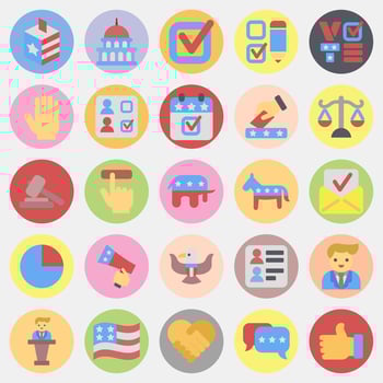 Icon set of usa election. USA general election elements. Icons in color mate style. Good for prints, posters, infographics, etc. vector