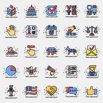 Icon set of usa election. USA general election elements. Icons in MBE style. Good for prints, posters, infographics, etc. vector