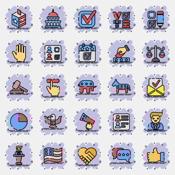 Icon set of usa election. USA general election elements. Icons in comic style. Good for prints, posters, infographics, etc. vector