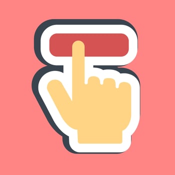 Sticker hand pressing a button. USA general election elements. Good for prints, posters, infographics, etc. vector