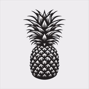 pineapple silhouette on white background vector