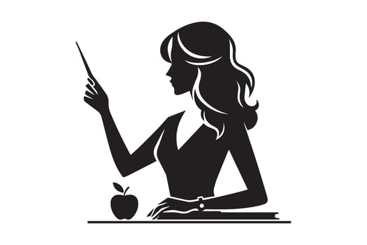 Teach them love them watch them grow. Happy teacher's day. Teacher silhouette vector