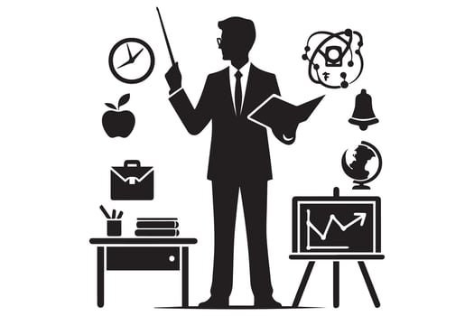 Teach them love them watch them grow. Happy teacher's day. Teacher silhouette vector
