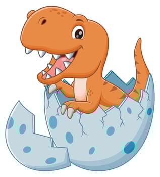 Cartoon Baby Dinosaur Hatching From Egg. Animal Nature Icon Concept Isolated vector