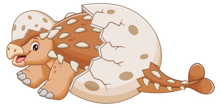 Cartoon Baby Ankylosaurus Hatching From Egg. Animal Nature Icon Concept Isolated vector