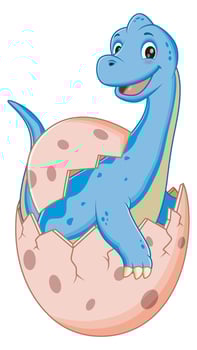Cartoon Baby Brachiosaurus Hatching From Egg. Animal Nature Icon Concept Isolated vector