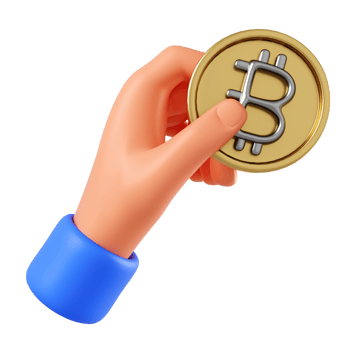 Crytocurrency payment 3d illustatuon. a Hand hold crytocurrency coin png