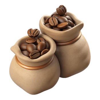 Roasted Coffee Beans in Hemp Sacks 3d Item png